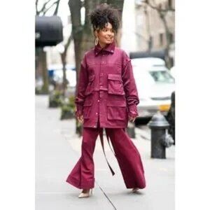 Adidas X Ivy Park Burgendy Trousers Wide Leg Womens Small Rare Unreleased